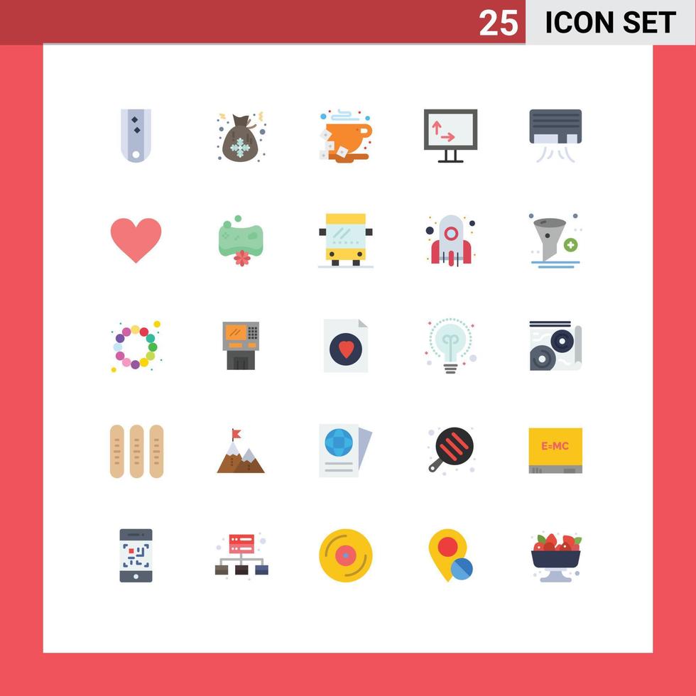 Set of 25 Modern UI Icons Symbols Signs for air width santa tv bean Editable Vector Design Elements