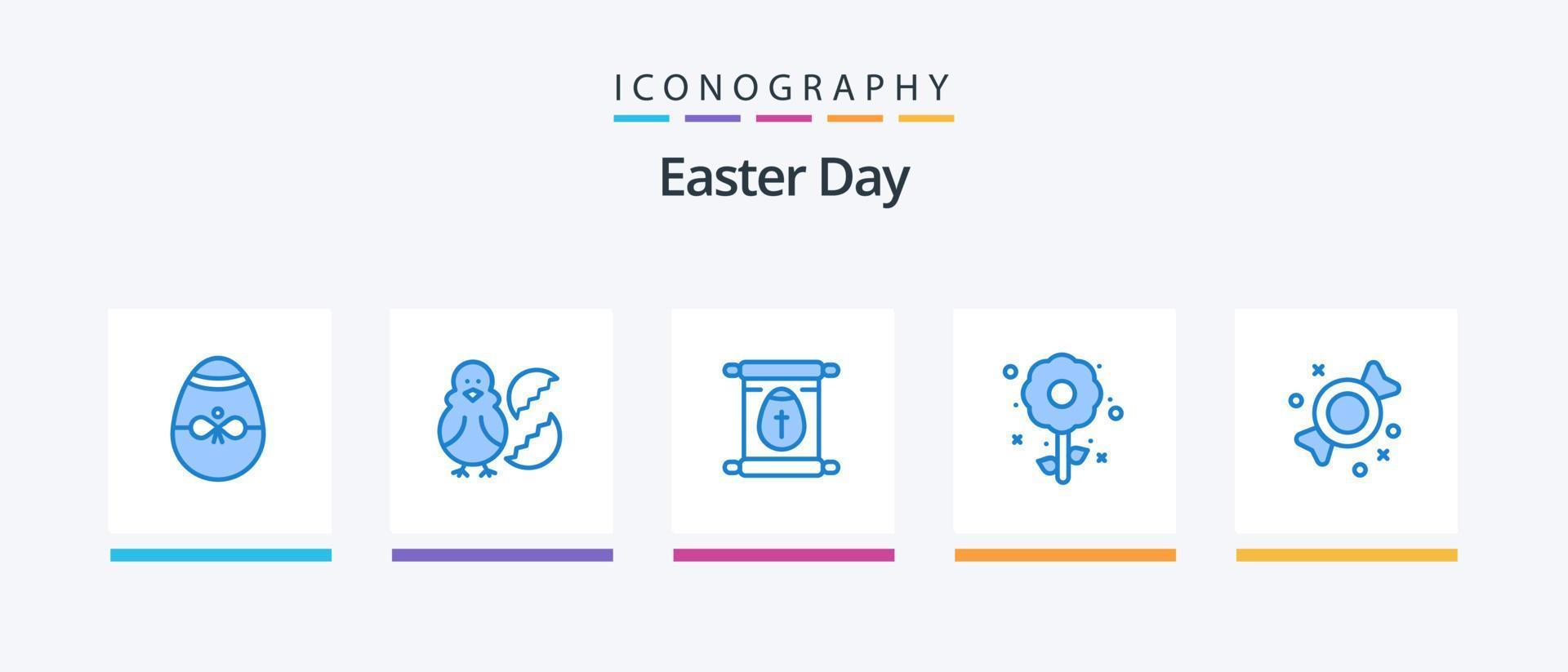 Easter Blue 5 Icon Pack Including holiday. plent. baby. flower. scroll. Creative Icons Design vector