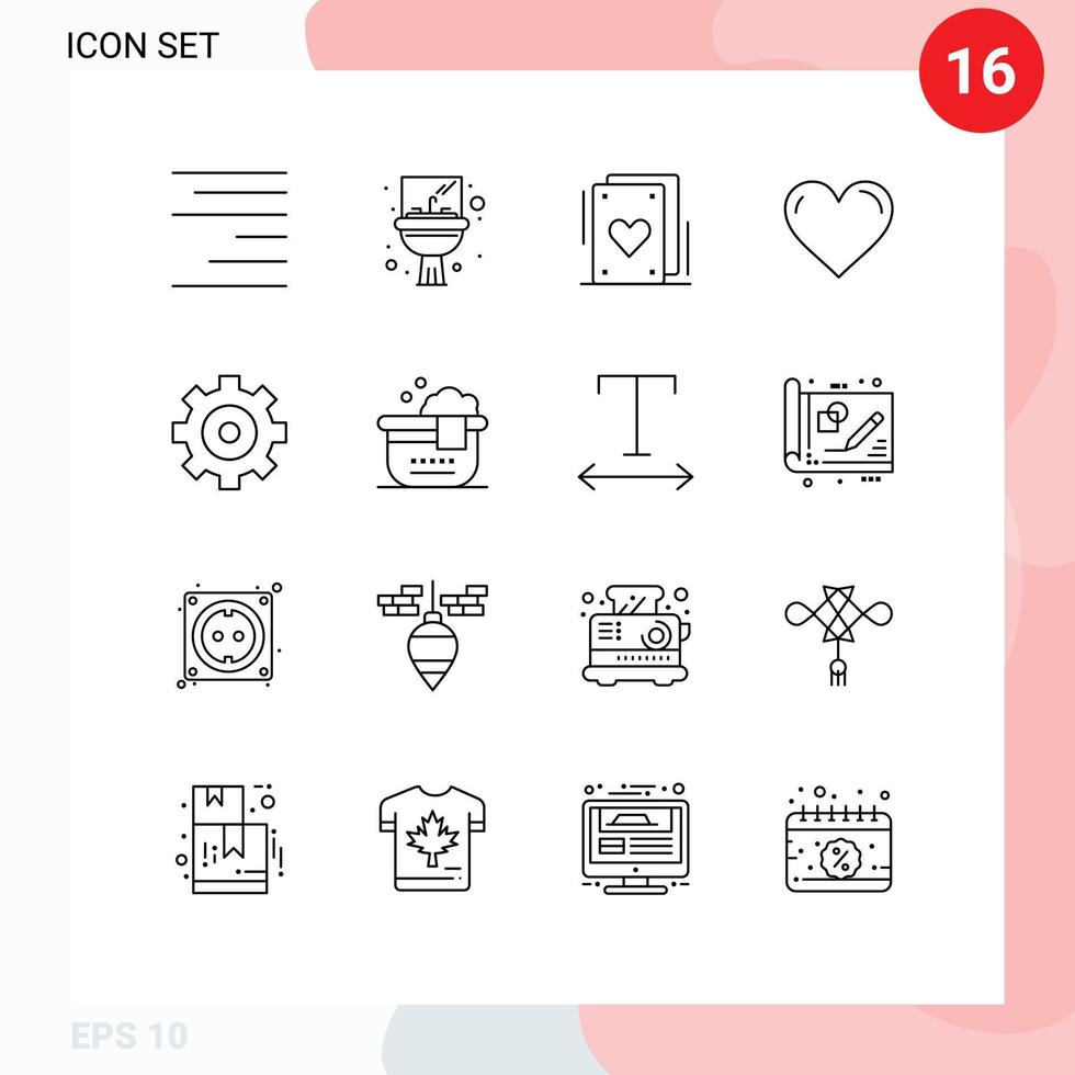 Modern Set of 16 Outlines and symbols such as options control circus report like Editable Vector Design Elements