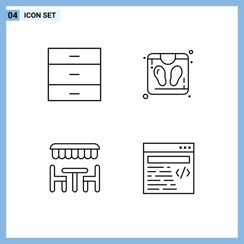 User Interface Pack of 4 Basic Filledline Flat Colors of cabinet eat interior sauna web Editable Vector Design Elements