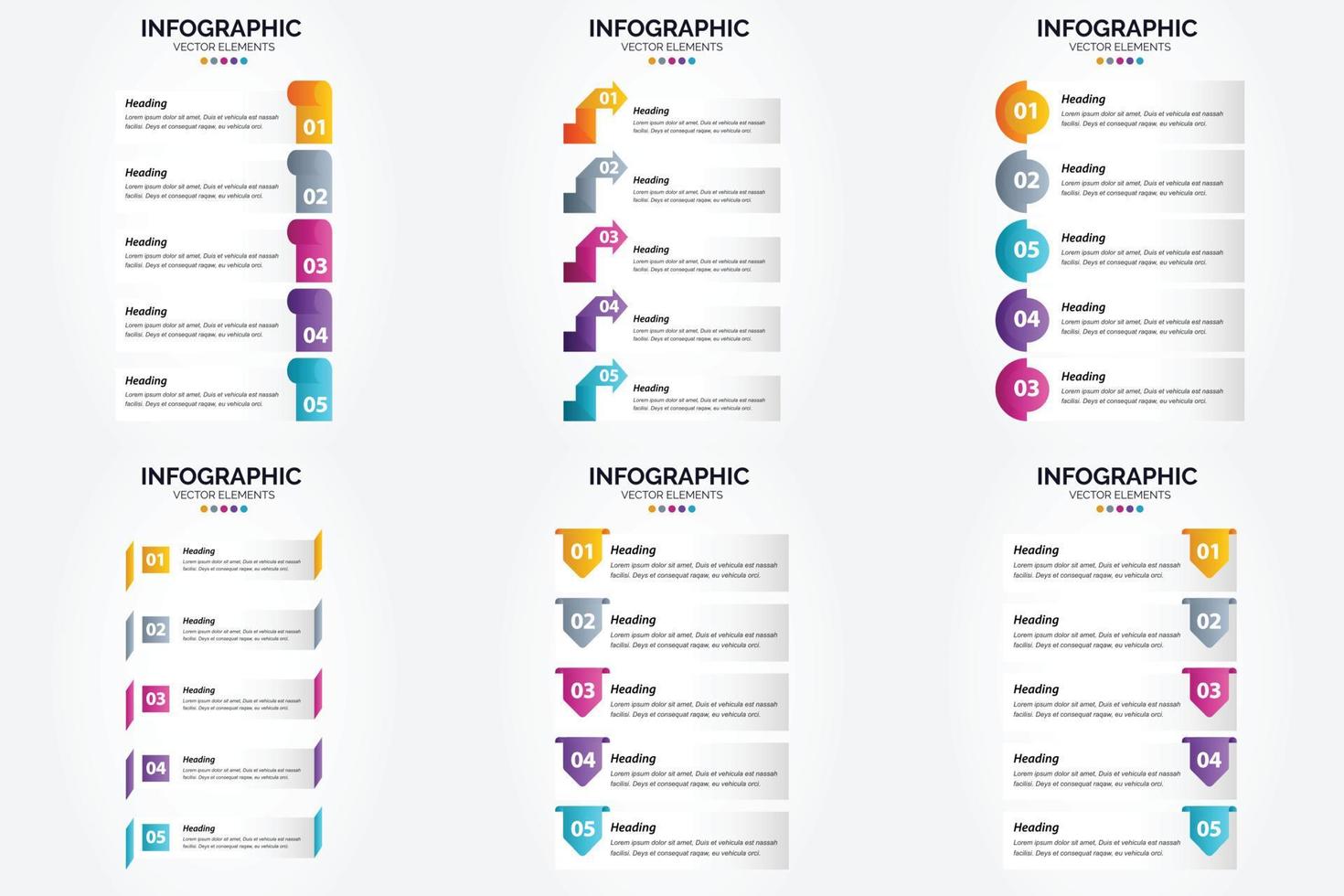 These vector infographics are ideal for advertising in a brochure. flyer. or magazine.