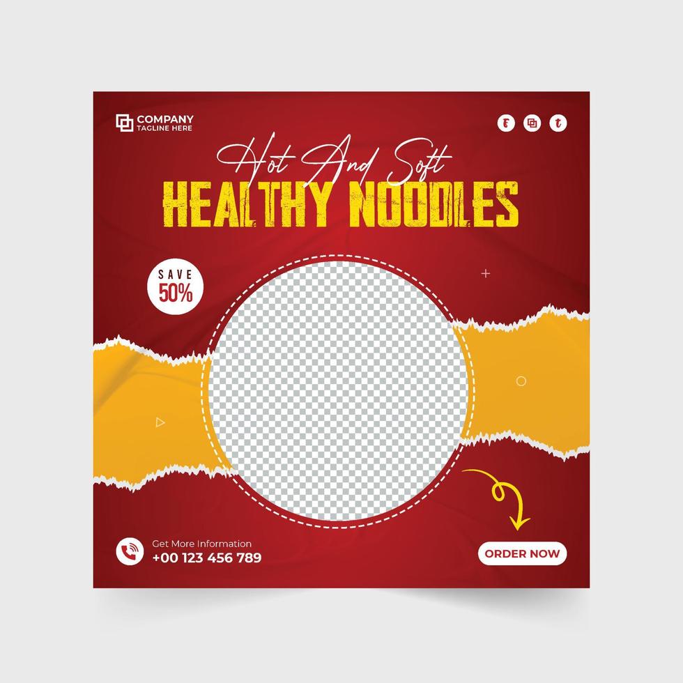 Healthy food restaurant promotion web banner design with abstract shapes. Food menu social media post vector on red backgrounds for digital marketing. Special food menu template design for business.
