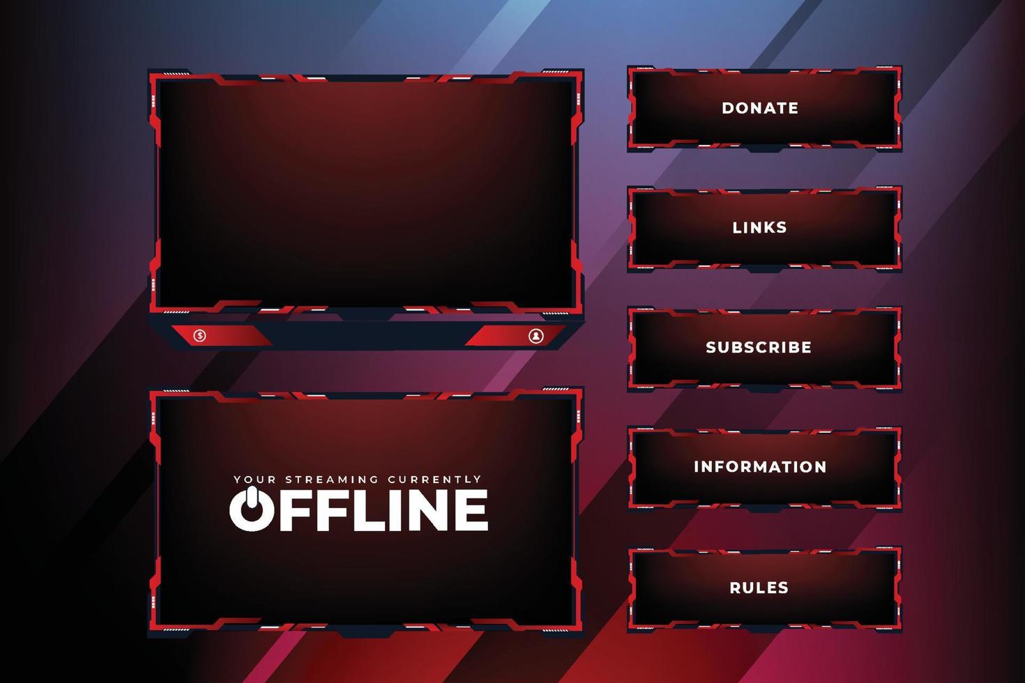 Digital live streaming overlay decoration with dark red color