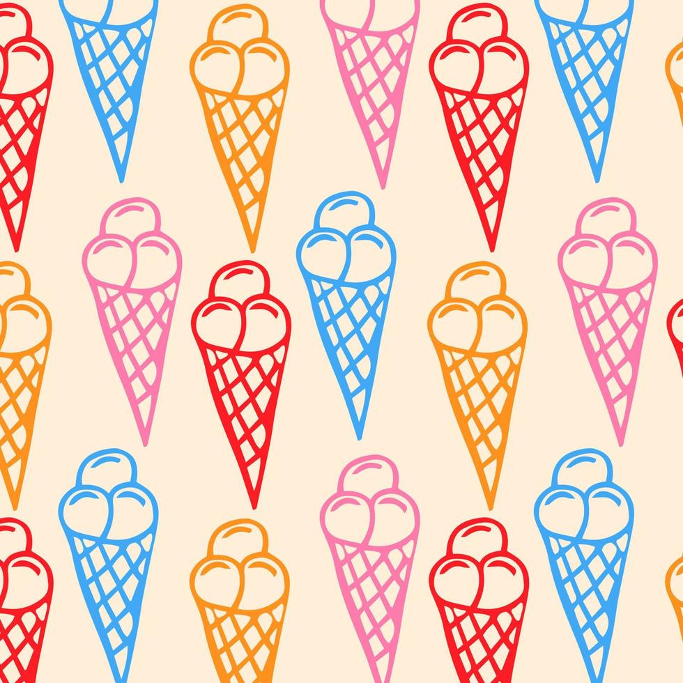 ice cream seamless colorful pattern vector