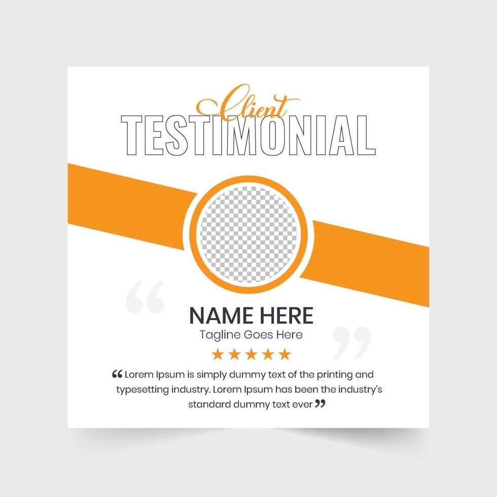 Diseño de publicaciones en redes sociales con testimonios de clientes con formas creativas para la promoción de sitios web. vector de diseño de calificación y revisión de servicio al cliente con colores amarillo y aguamarina. Vector de banner web de comentarios de clientes.