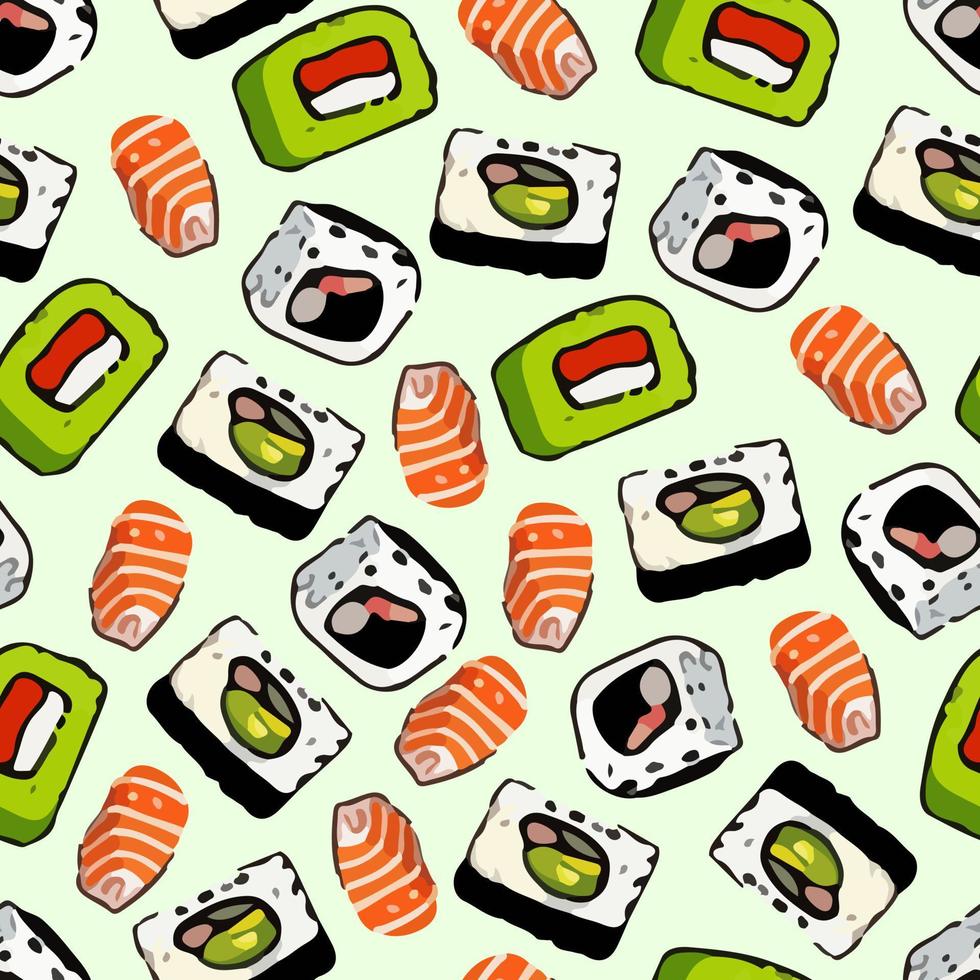 Vector Cute Sushi background seamless pattern