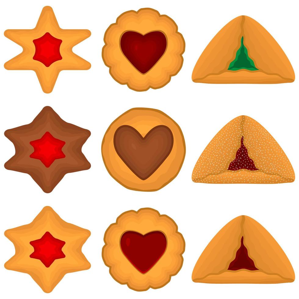 Big set homemade cookie different taste in pastry biscuit vector