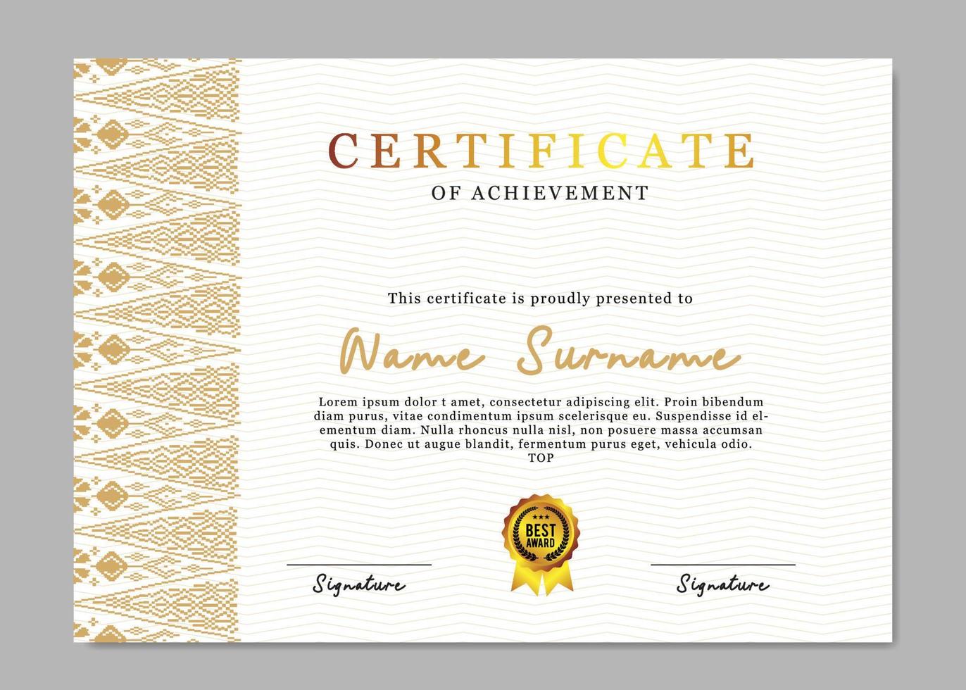 border certificate  with traditional parent vector