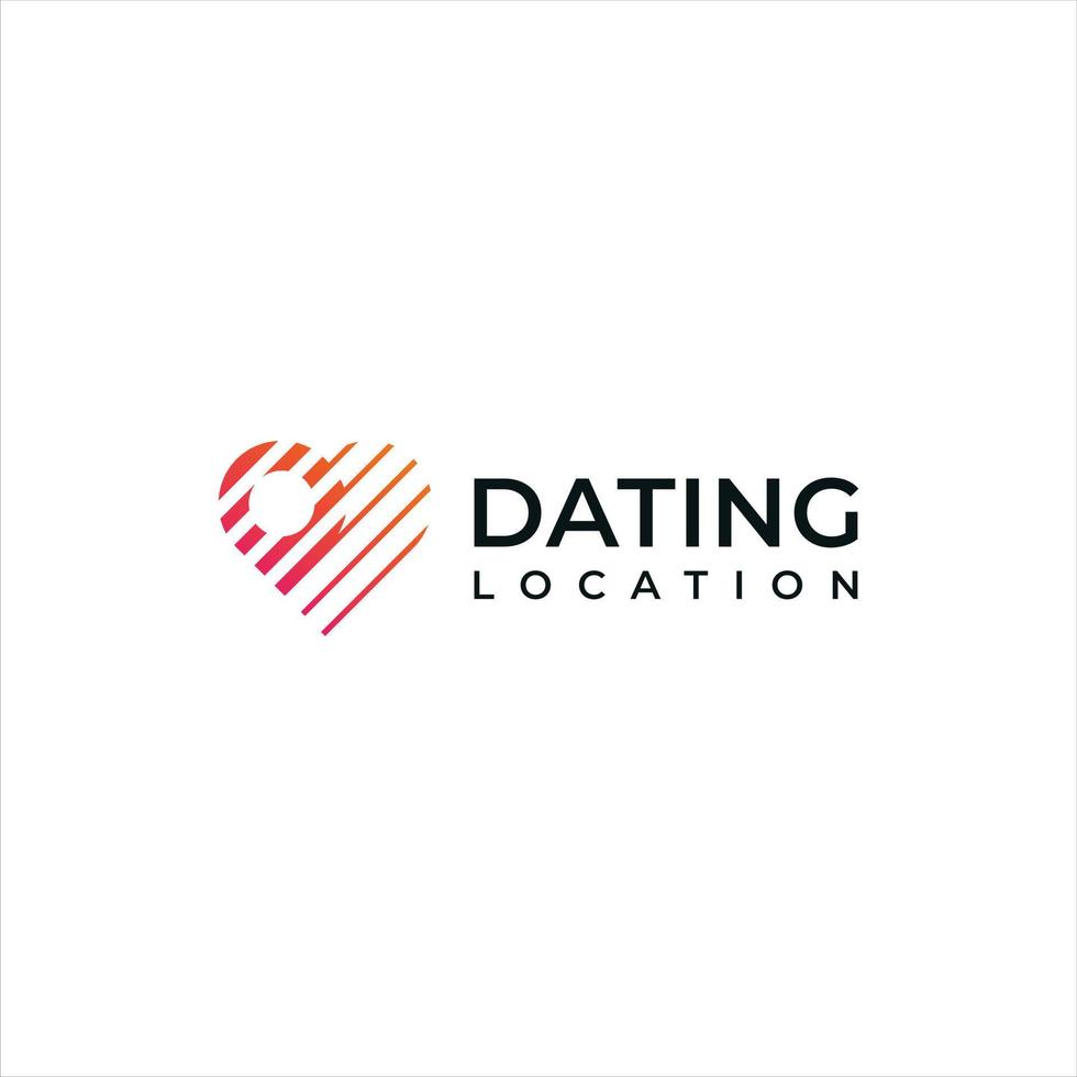 Dating heart logo and location logo, abstract simple flat style vector