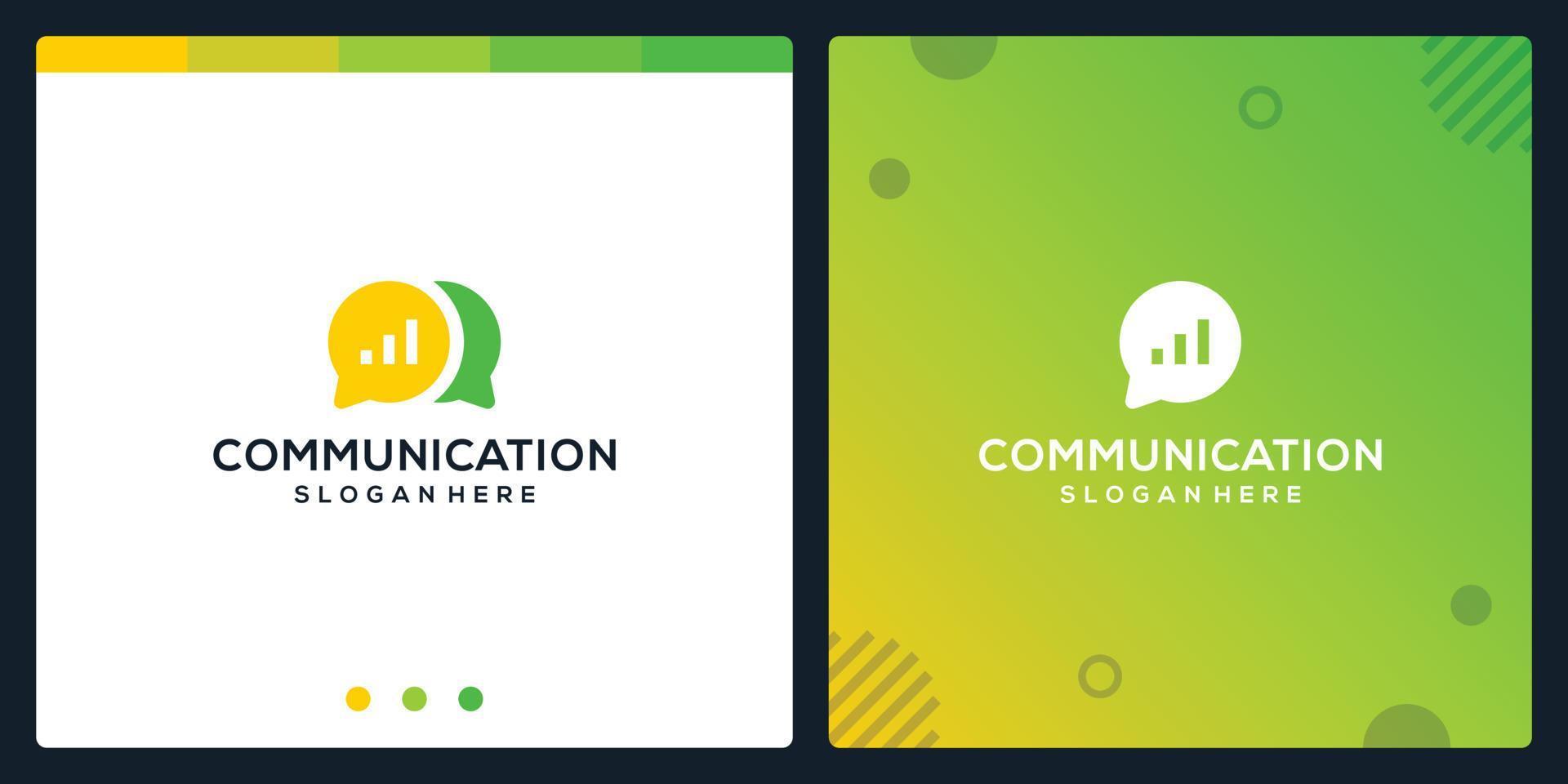 Creative Chat icon and chart investment finance logo. premium vector. vector