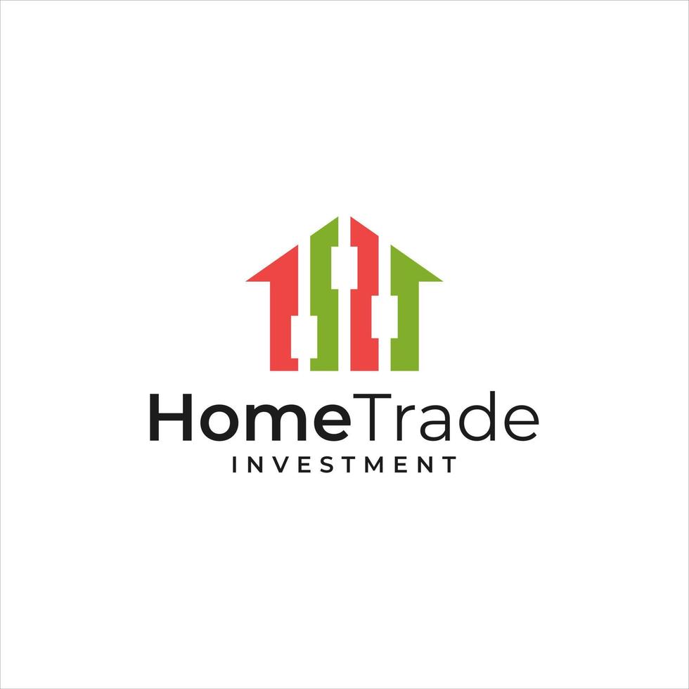 logo inspiration that combines the shape of a house and the shape of an investment and trade logo vector