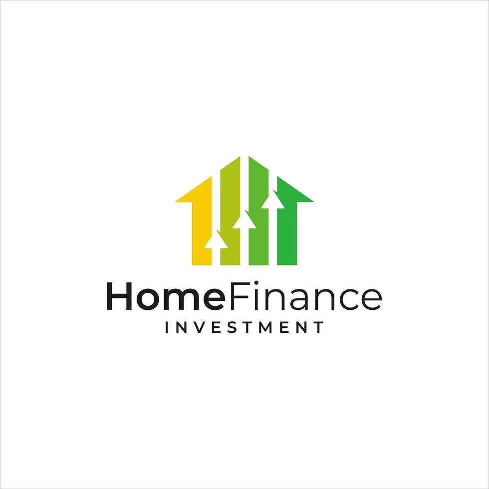 logo inspiration combining house shape and investment logo shape and up arrow vector