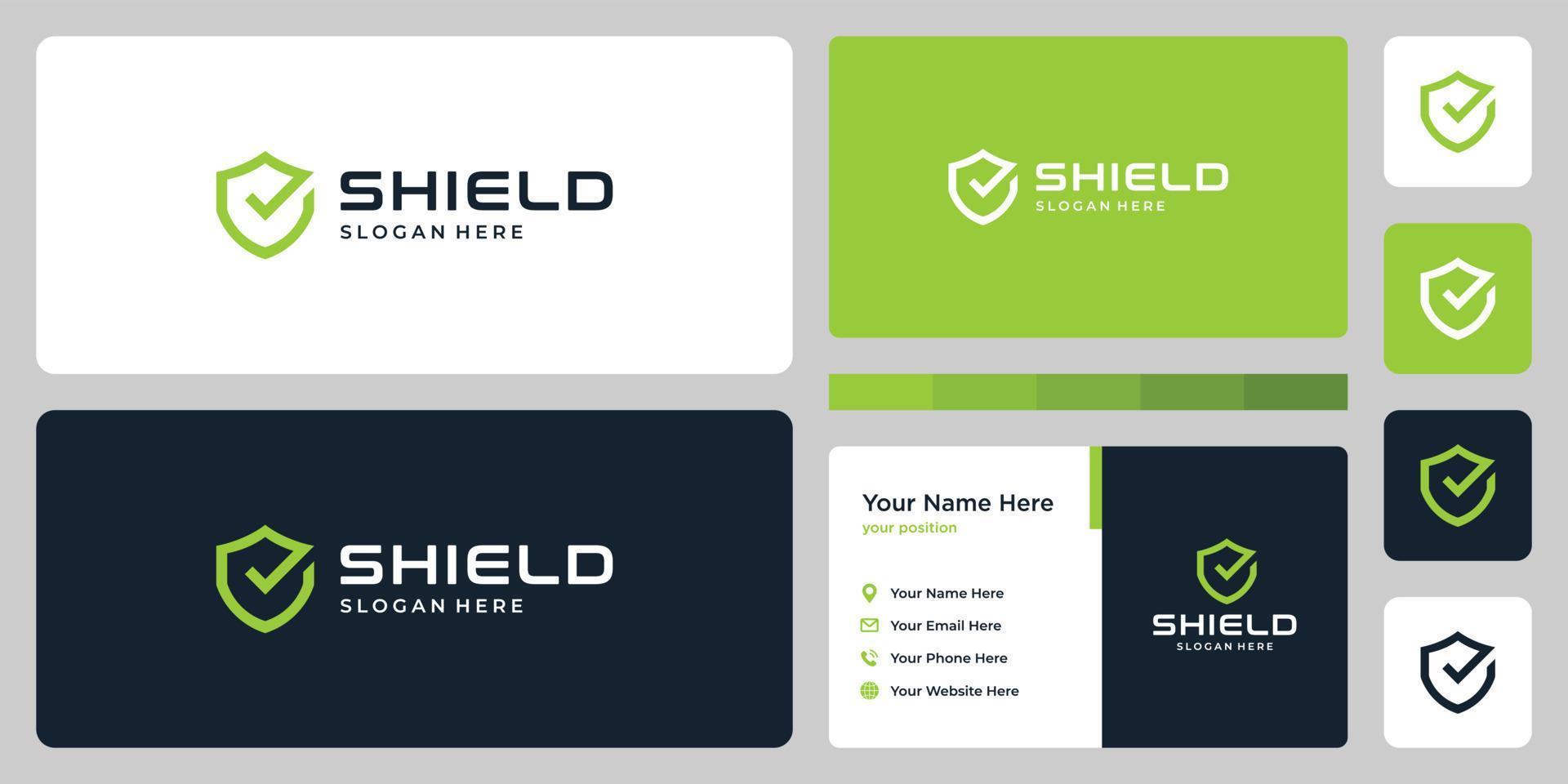 Abstract shield mark. check mark logo and design template business card. vector