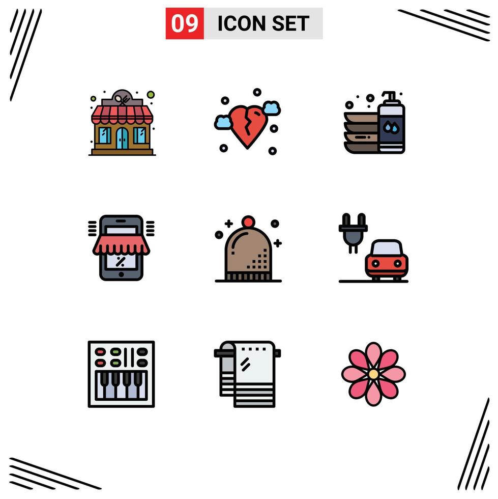 Stock Vector Icon Pack of 9 Line Signs and Symbols for shopping shop bottle online wash Editable Vector Design Elements