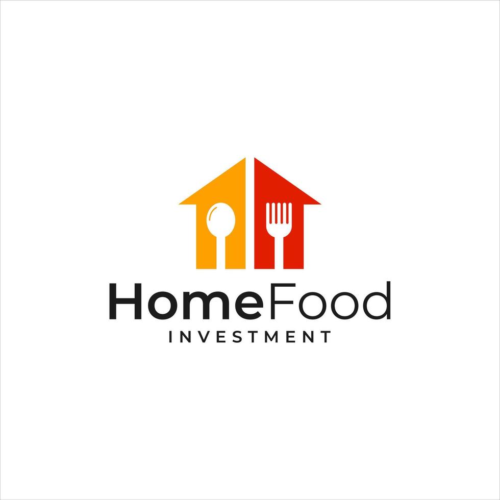 logo inspiration that combines the shape of a house and the shape of an investment logo and spoon, fork vector