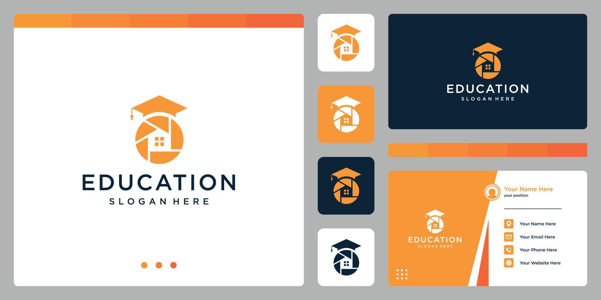 College, Graduate, Campus, Education logo design. and photography, house logo. Business card vector