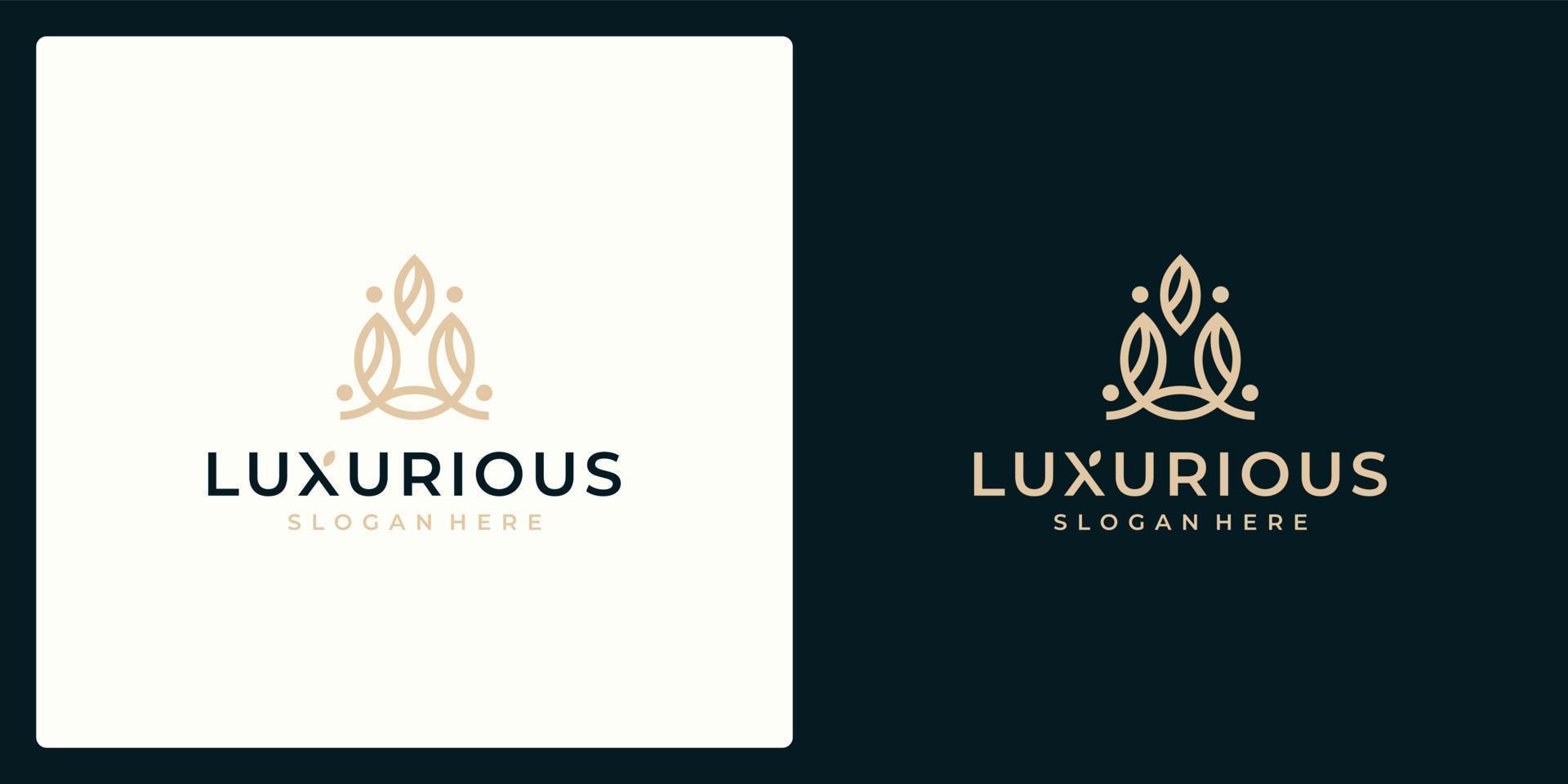 Luxury logo design concept, Flower lotus logo, Beauty or spa logo template vector
