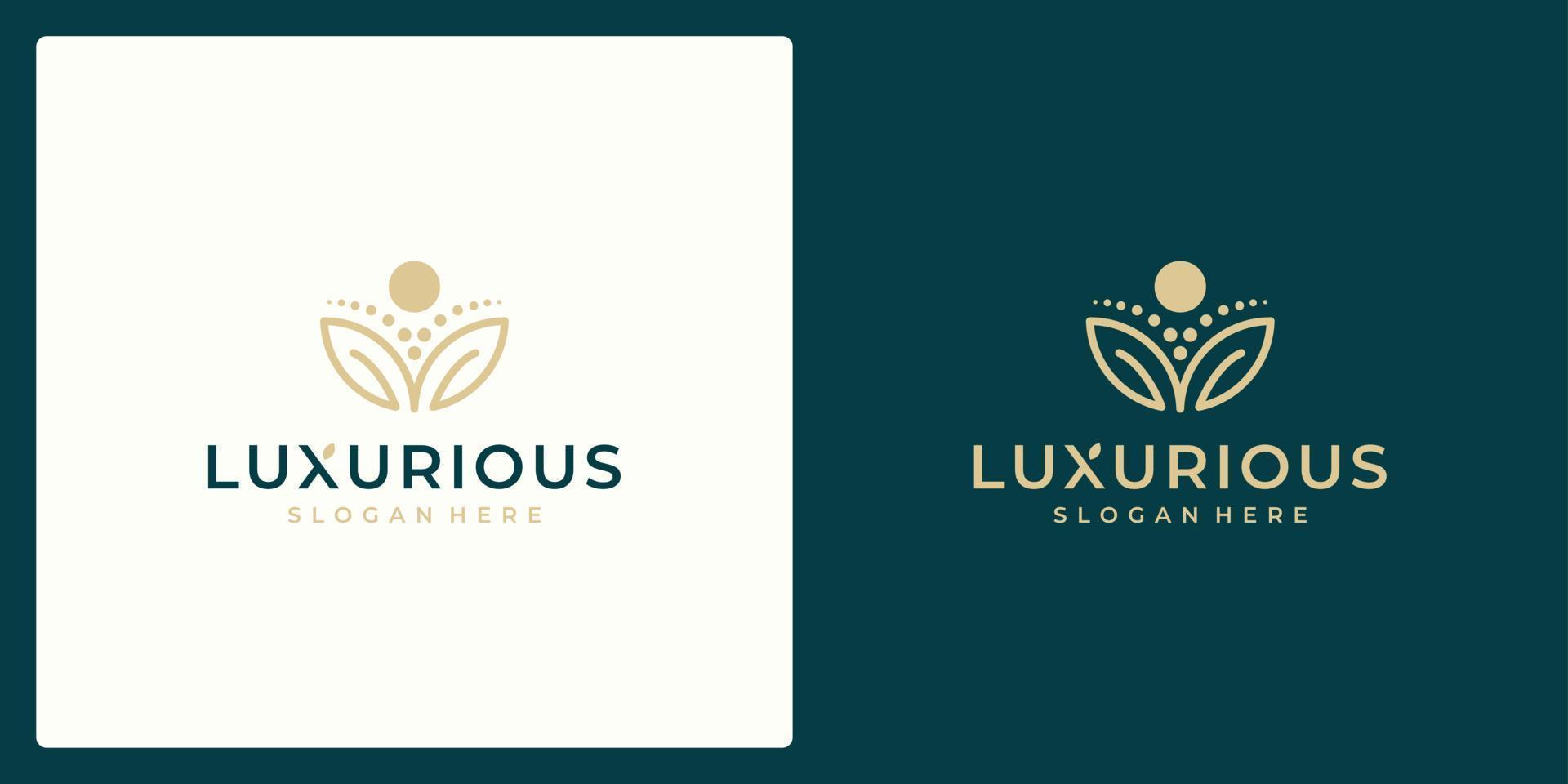 concepto de diseño de logotipo de lujo, logotipo de flor de loto, plantilla de logotipo de belleza o spa vector