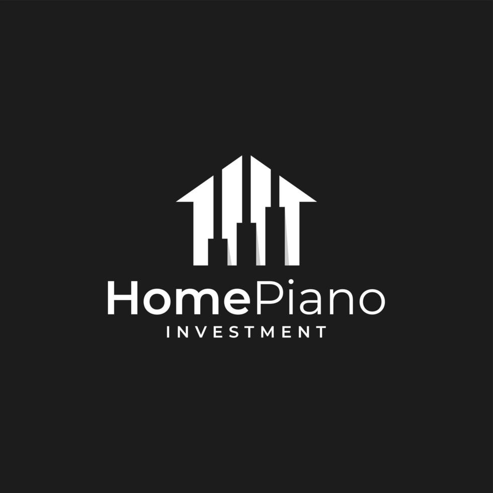 inspiración del logotipo que combina la forma de una casa y la forma de una inversión y el logotipo de un piano vector