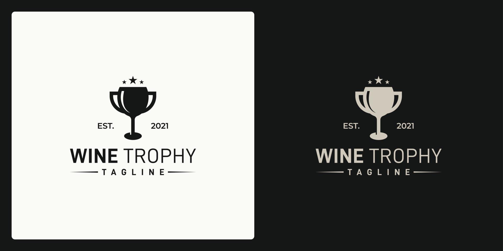 combinación de la forma de la copa de vino y la forma del trofeo. logo en estilo retro, vintage, clásico. vector