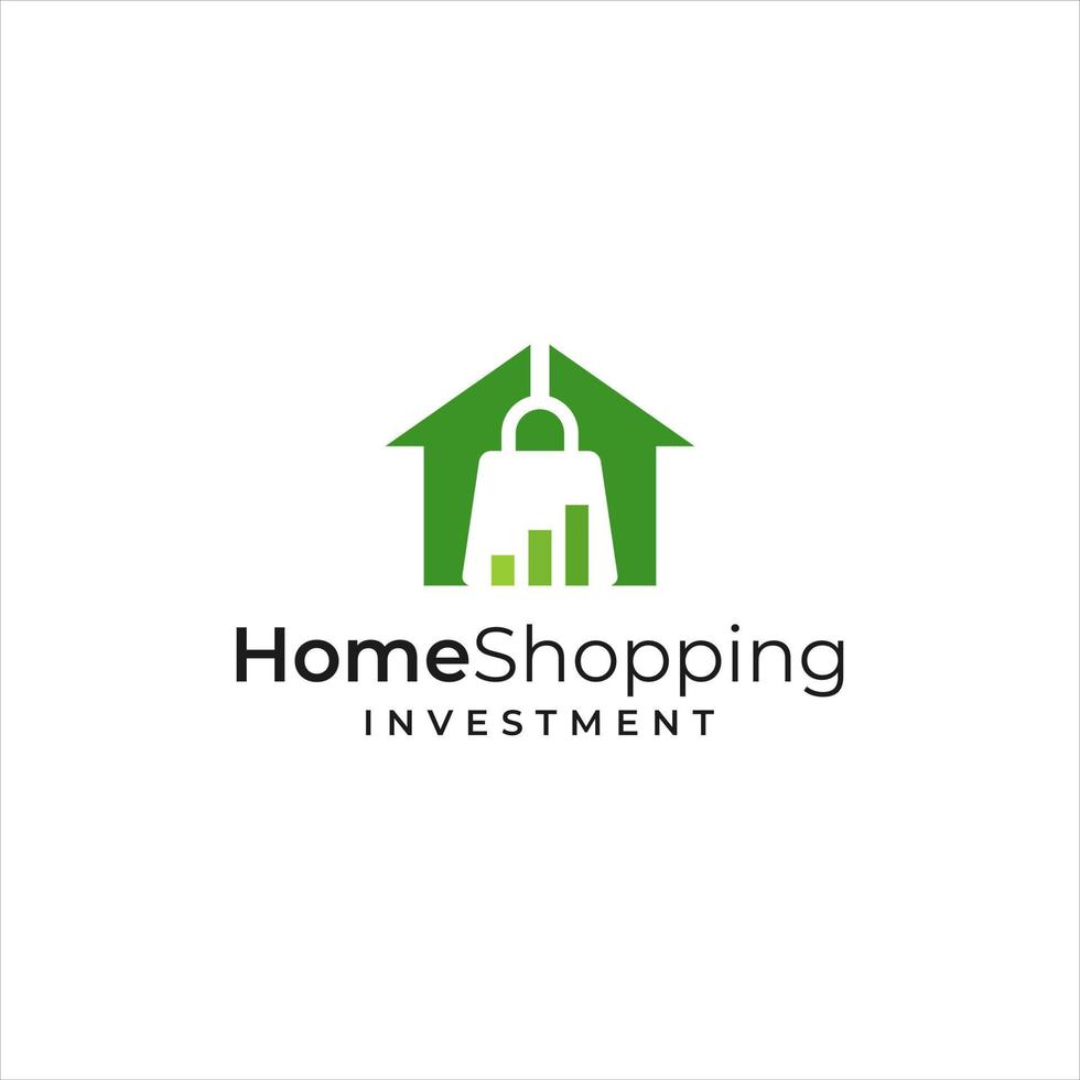 logo inspiration that combines the shape of a house and the shape of an investment and shopping bag logo vector