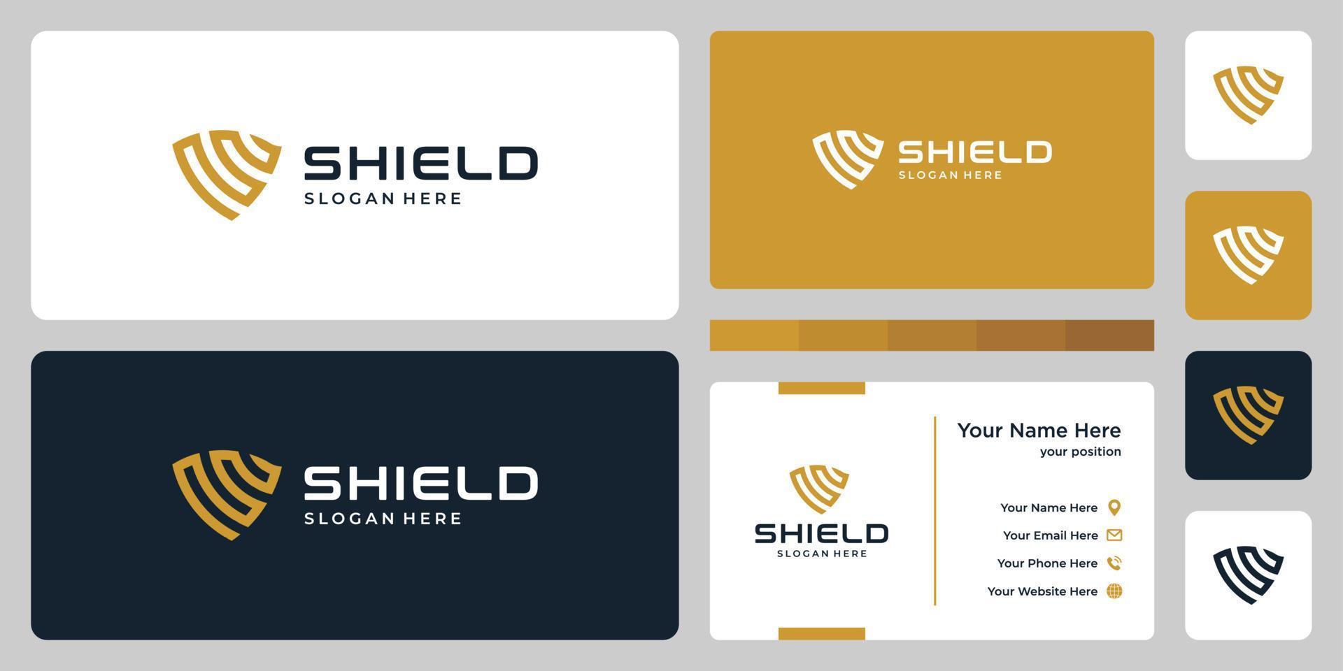 Abstract shield mark and design template business card. vector