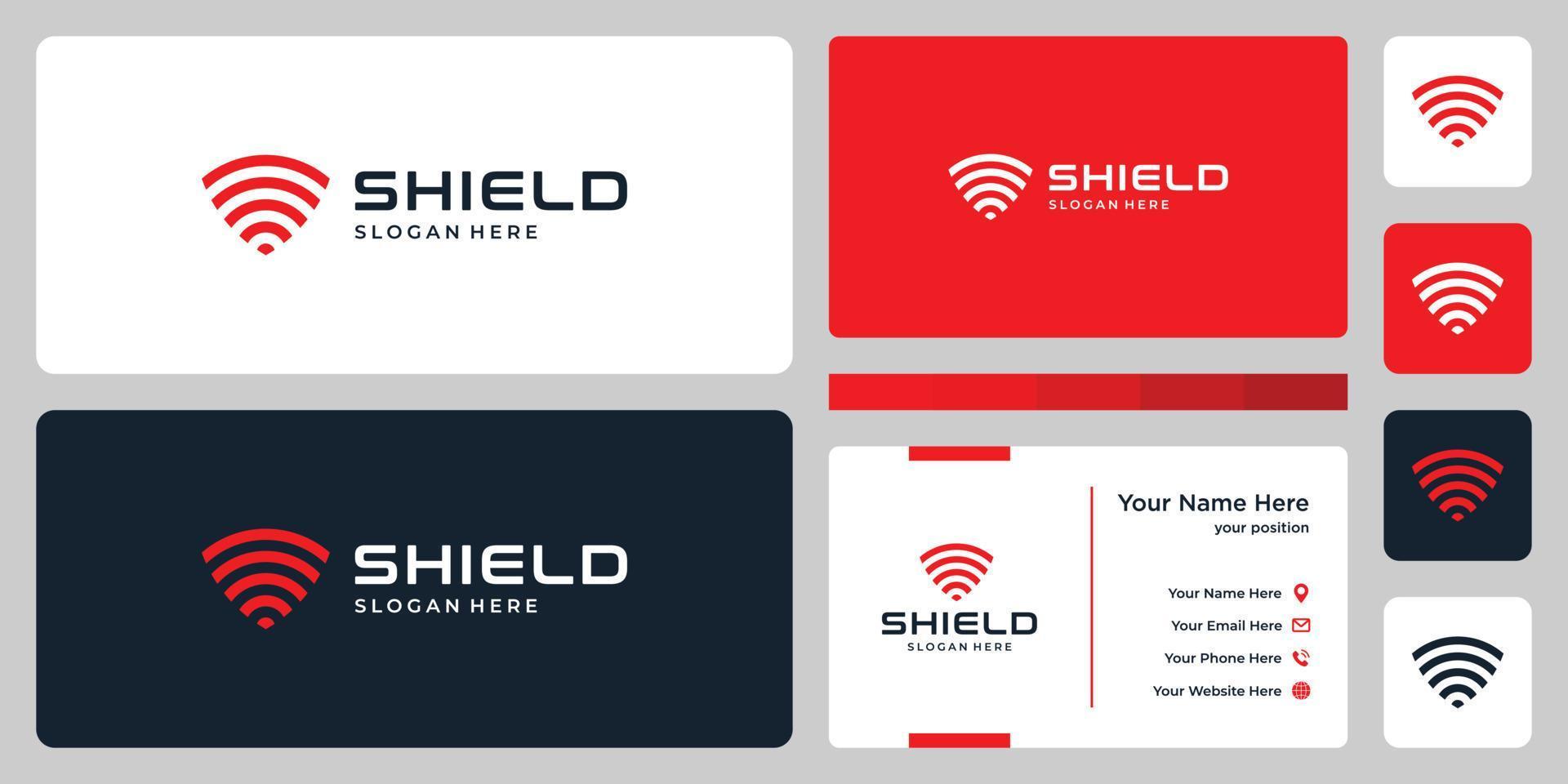 Abstract shield mark and design template business card. vector