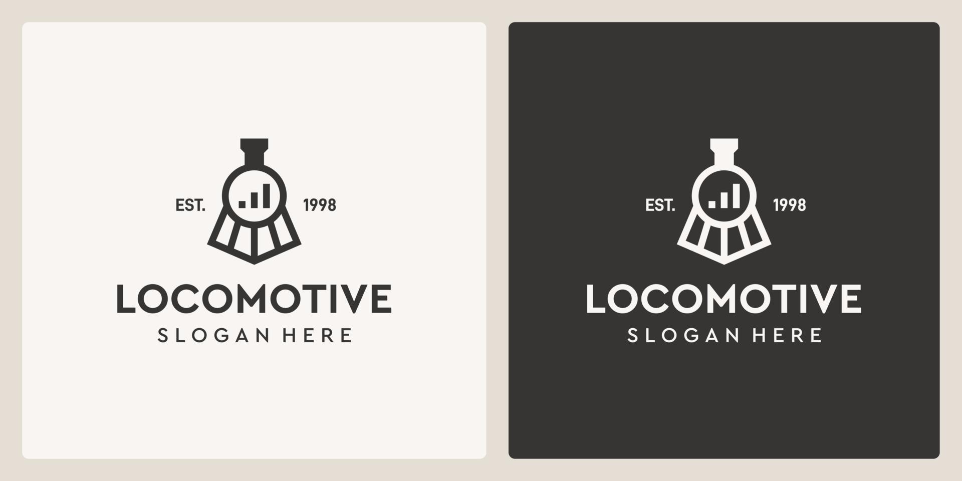 Simple vintage old locomotive train and investment logo design template. vector