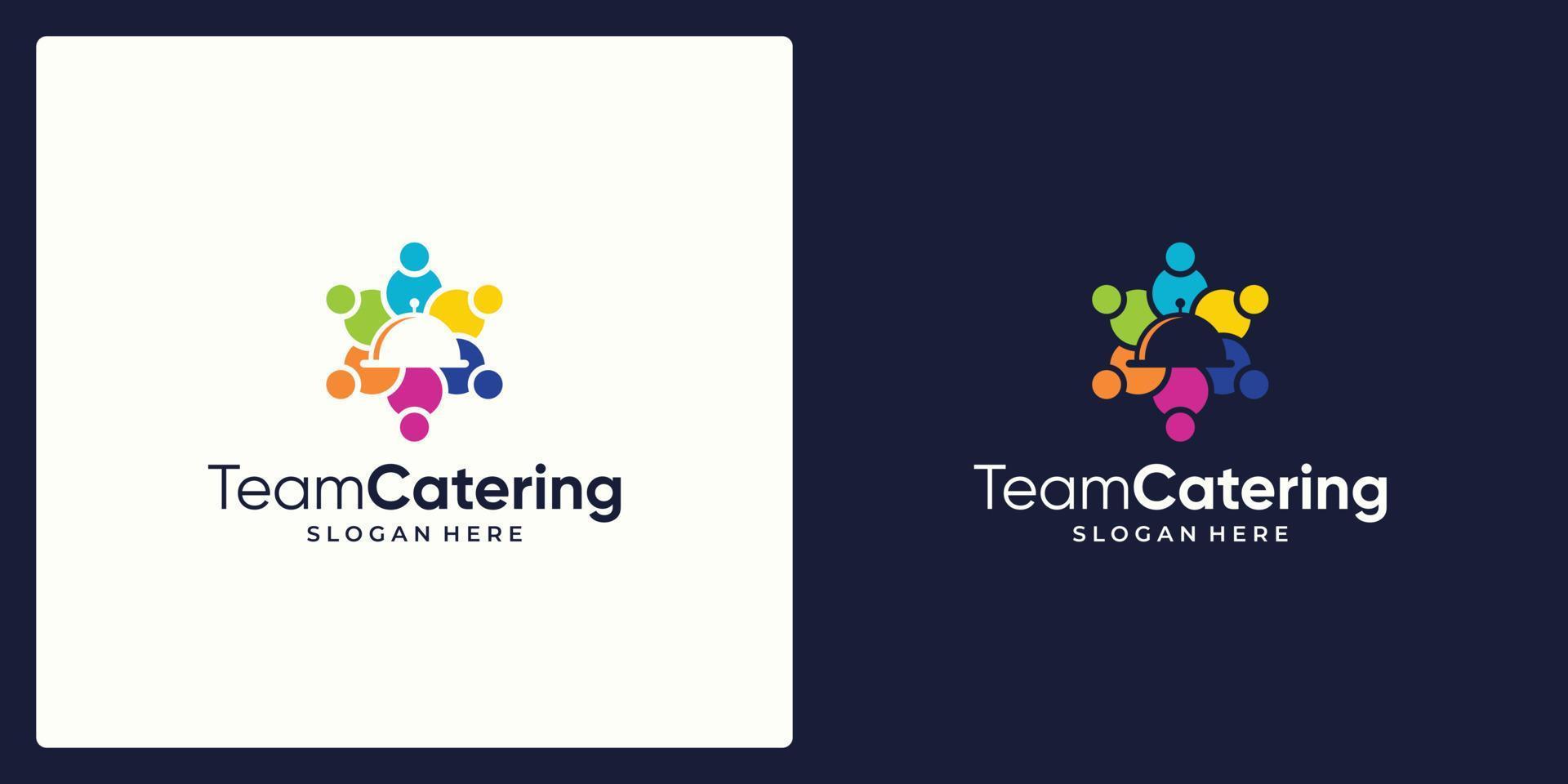 diseño vectorial del logotipo del equipo de redes sociales y el logotipo de catering. vector