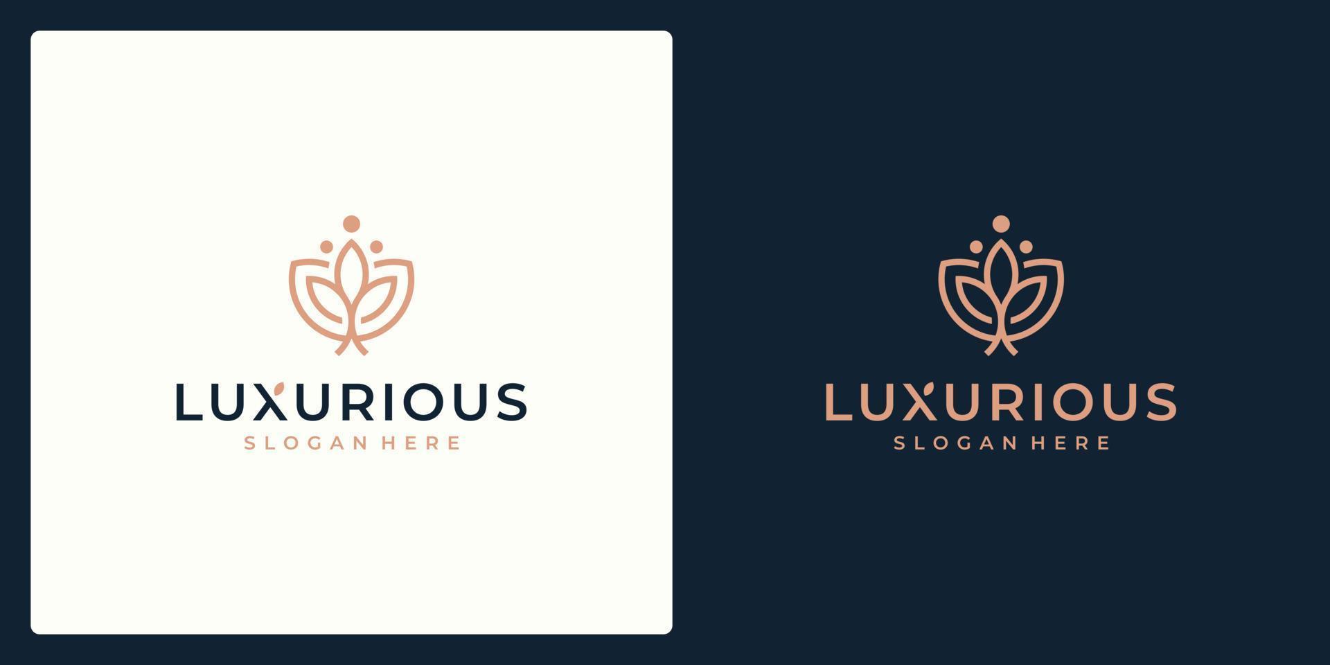 Luxury logo design concept, Flower lotus logo, Beauty or spa logo template vector