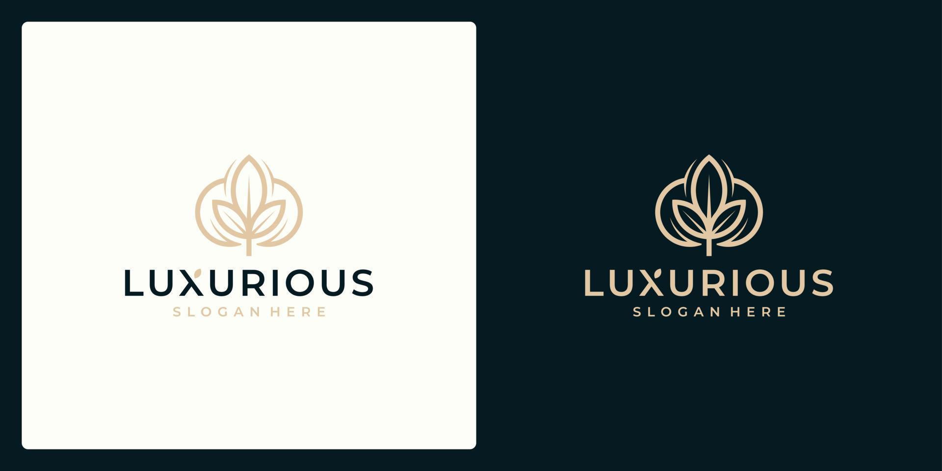 concepto de diseño de logotipo de lujo, logotipo de flor de loto, plantilla de logotipo de belleza o spa vector