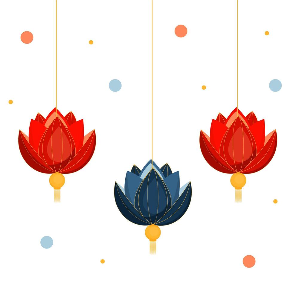 Lantern festival. Chinese new year with lanterns. Lotus lantern illustration vector