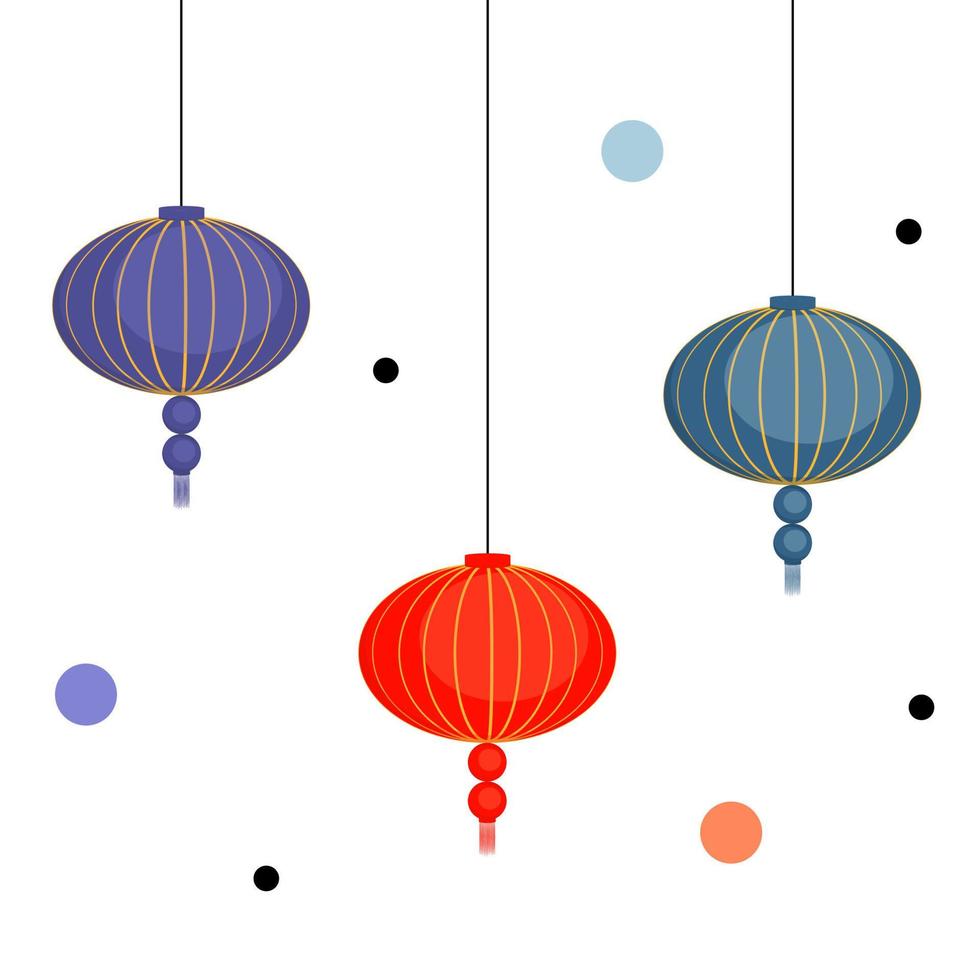 Chinese lantern festival. Chinese new year with lanterns. vector