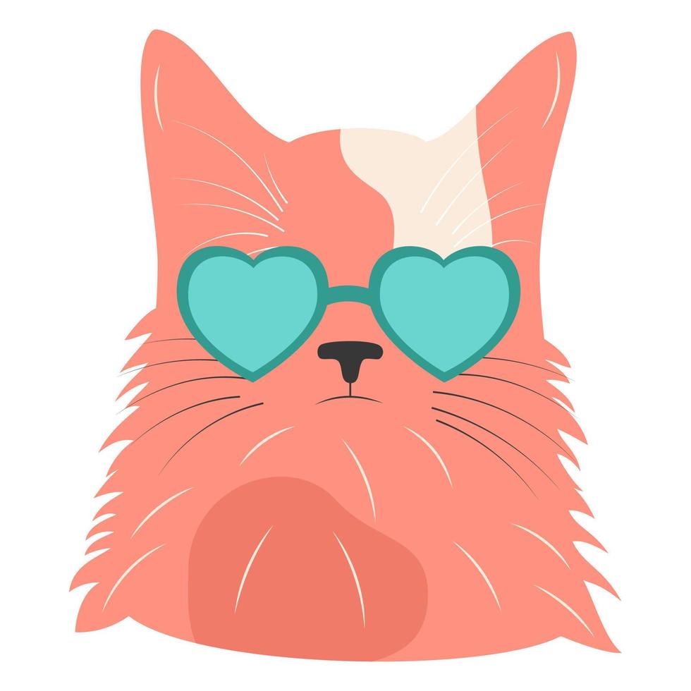 Portrait of a cat with glasses. Avatar for social network. Vector illustration.