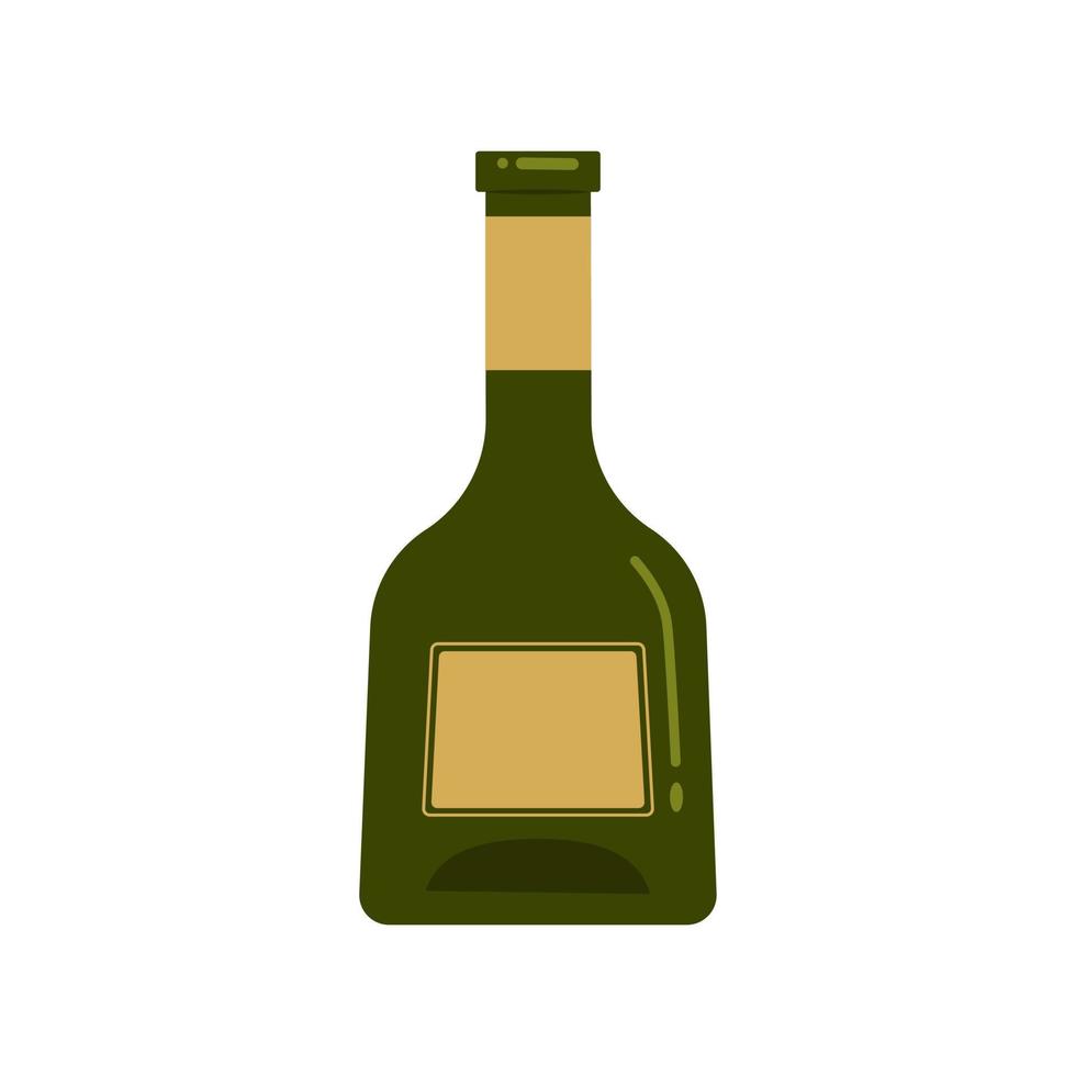 Glass bottle for wine. Vector illustration in flat style. Isolated object on a white background