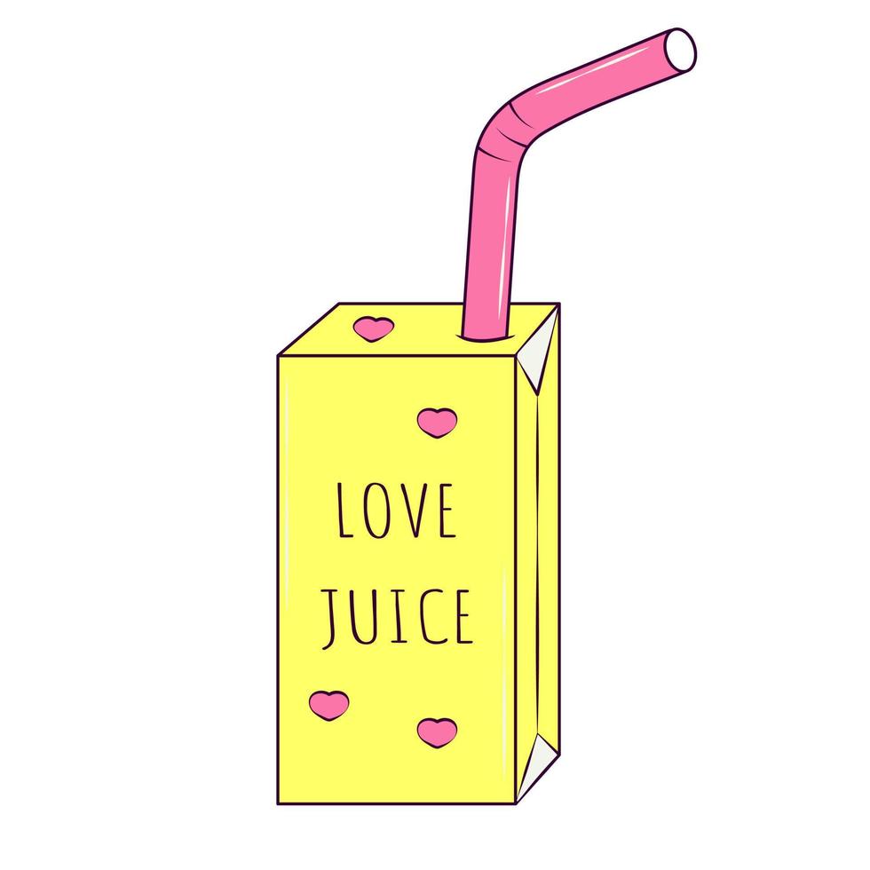 Me encanta el envasado de jugo con pajita. vector