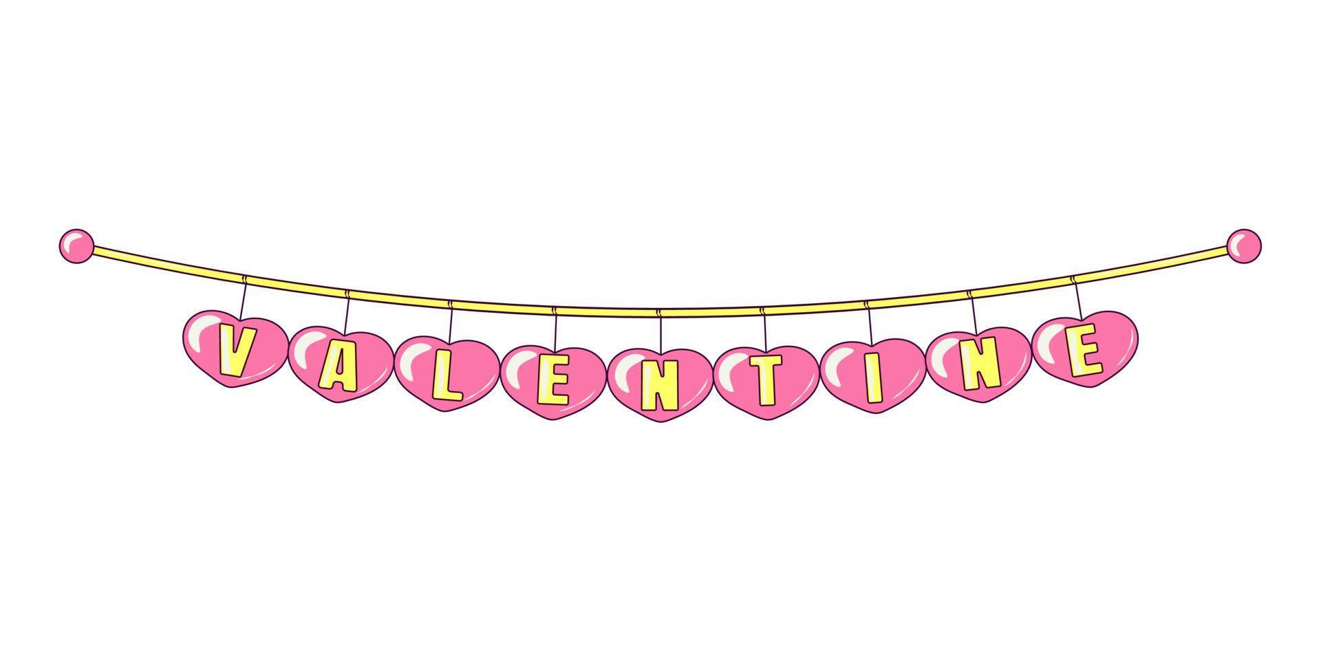 Decorative Element Streamer Heart Flags for Day of Valentine vector
