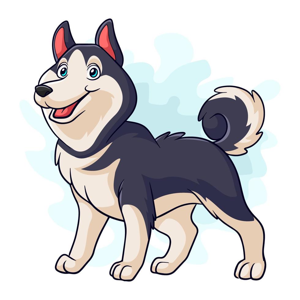 husky siberiano de dibujos animados sobre fondo blanco vector