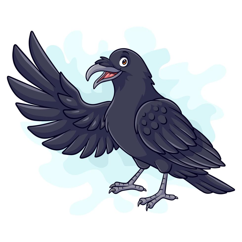 Cartoon crow bird on white background vector