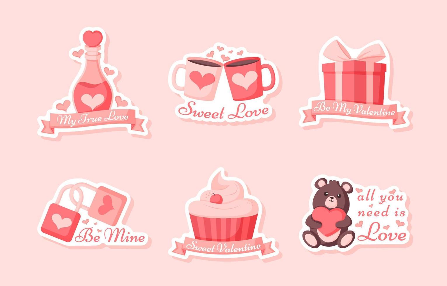 Valentine's Day Greeting Stickers vector