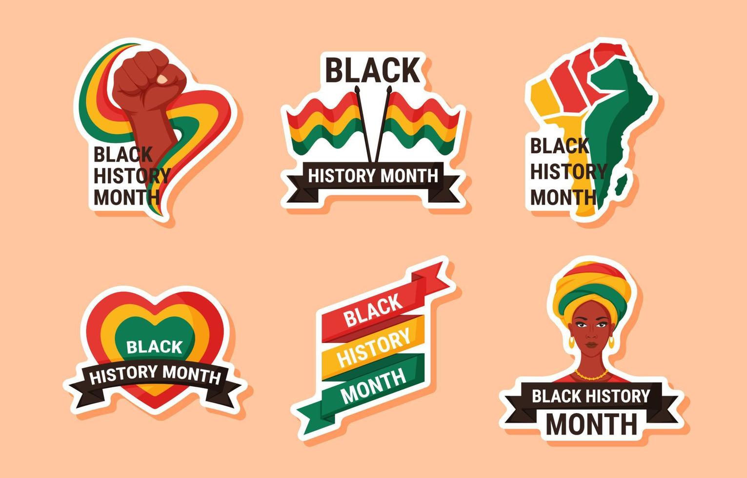 Black history Month Greeting Stickers vector