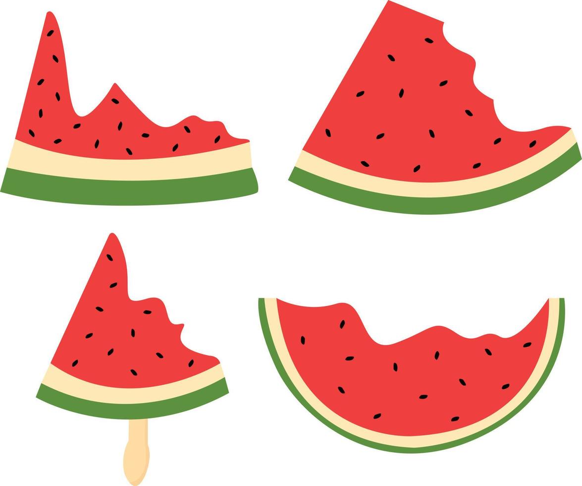 Bitten watermelon slices vector