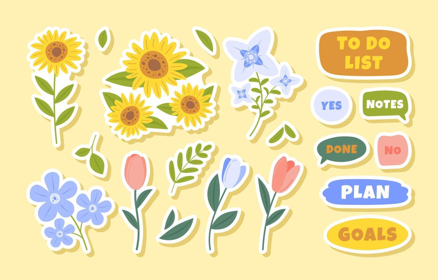 Spring Colorful Flower Journal Sticker vector