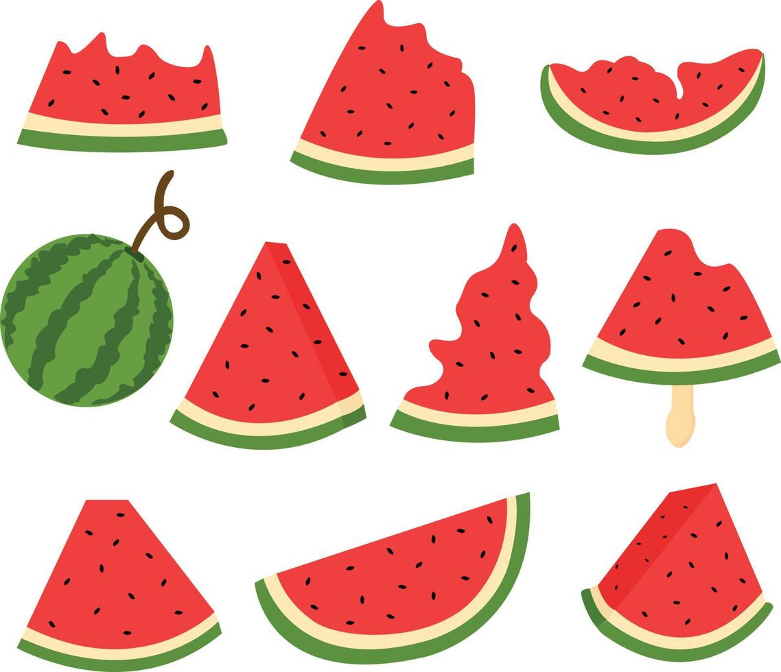 Watermelon clipart illustrations set vector