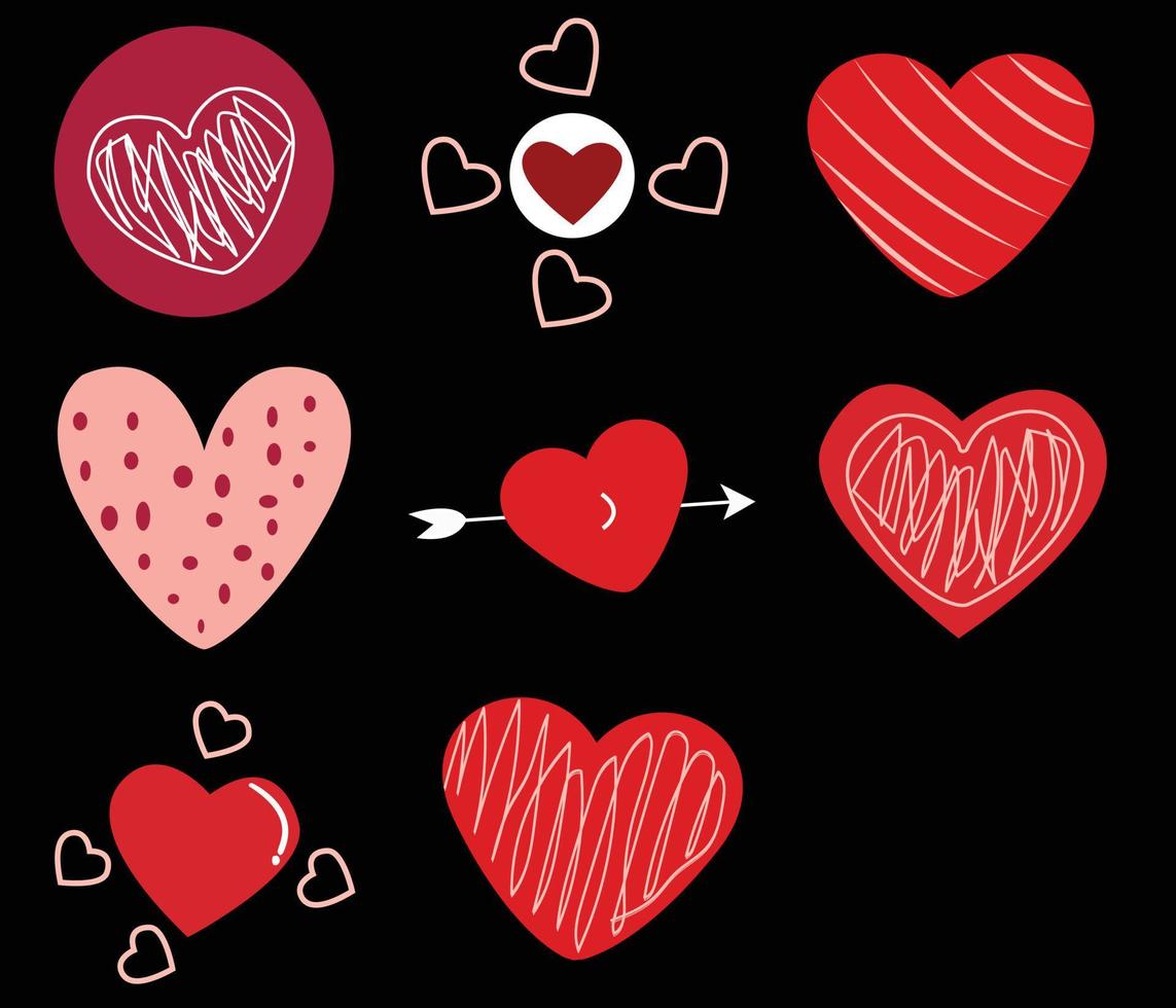 Heart clipart illustrations set vector