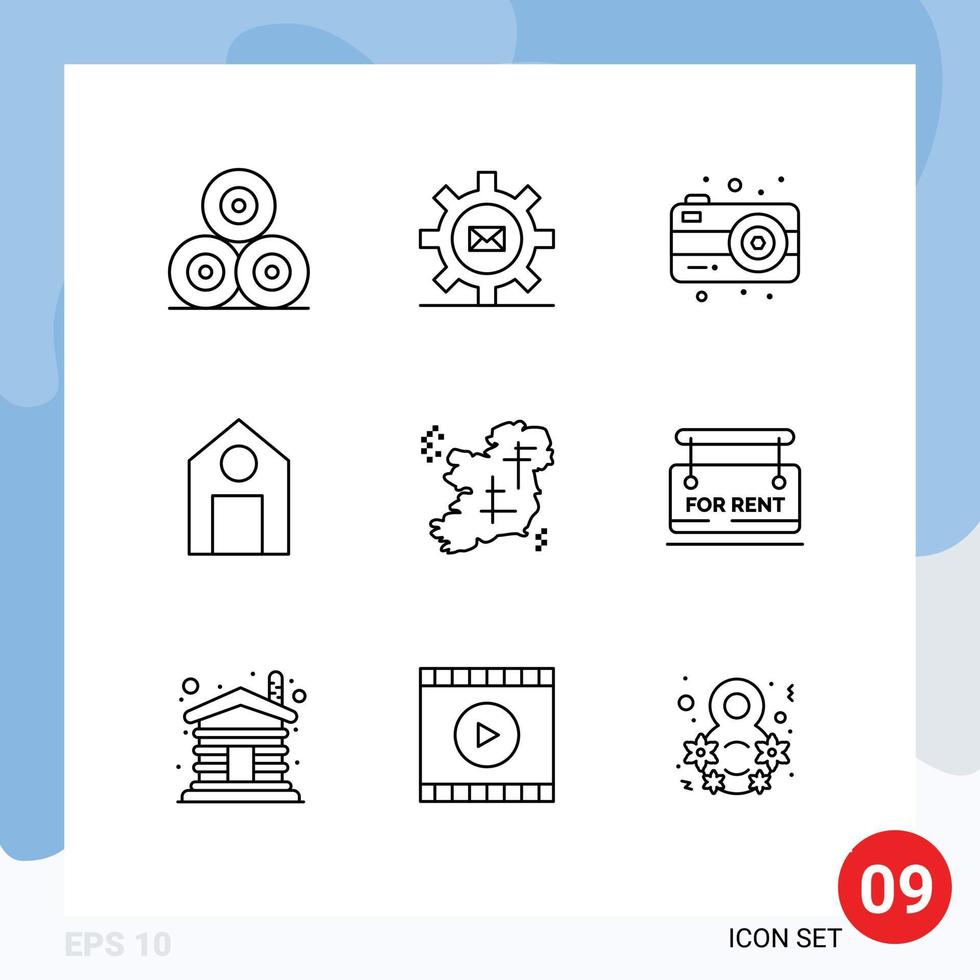 Universal Icon Symbols Group of 9 Modern Outlines of map science message school education Editable Vector Design Elements