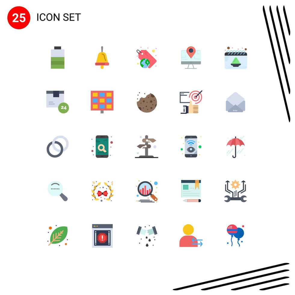 Group of 25 Modern Flat Colors Set for party date recycle calendar location Editable Vector Design Elements