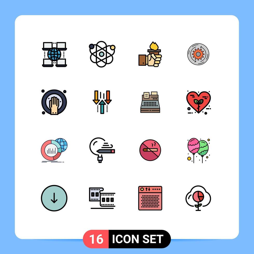 16 User Interface Flat Color Filled Line Pack of modern Signs and Symbols of hand finance hand company solution Editable Creative Vector Design Elements