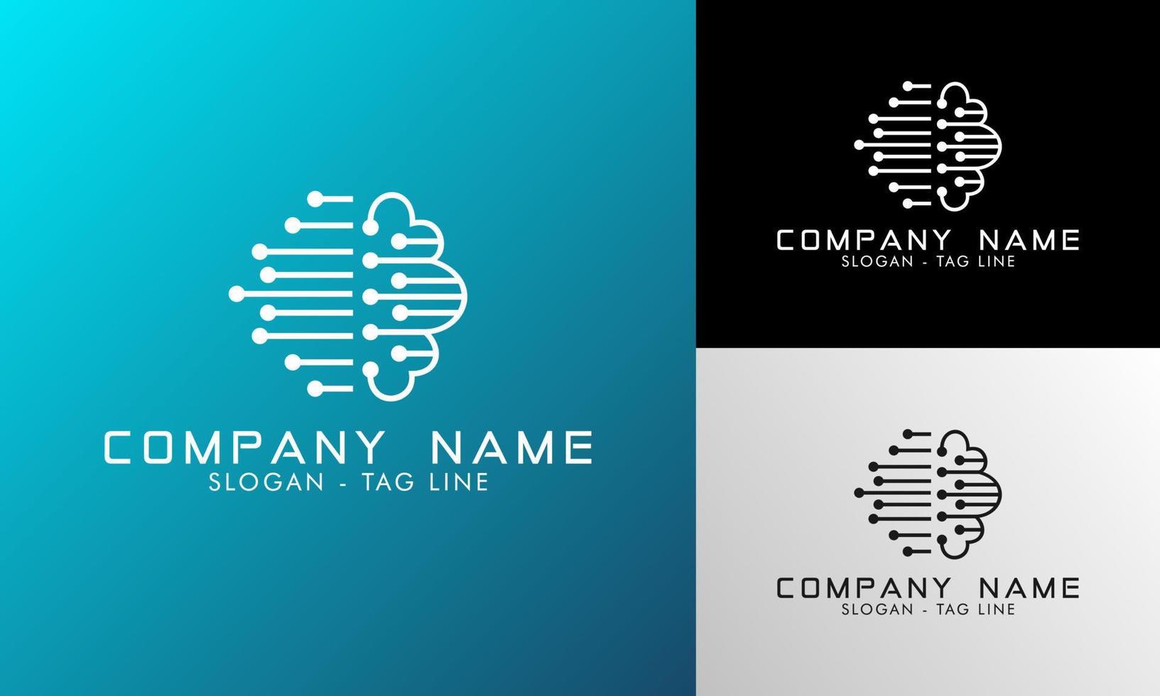 Brain artificial intelligence logo vector  concept  design illustration template. Brain technology machine learning icon sign symbol element.