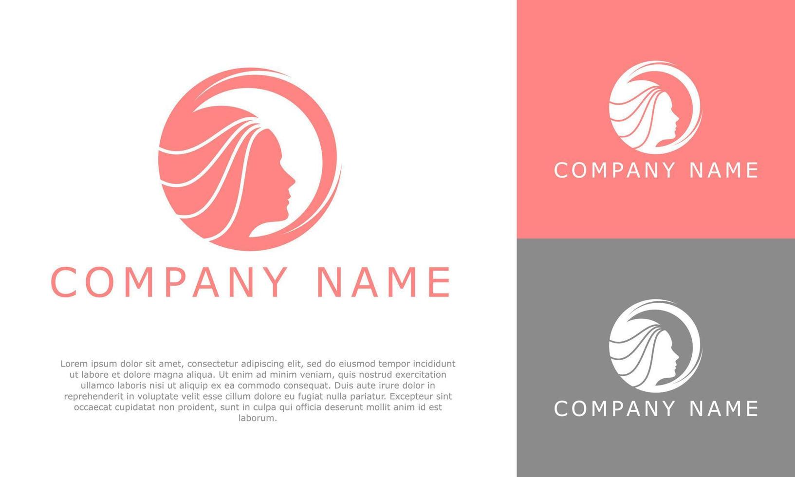 Beauty woman fashion logo template. Line art vector illustration style. Suitable for salon, spa, models agency